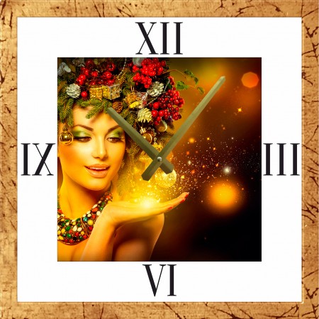 Часы с паспарту в золотом багете 50х50 ЧБС(1001)